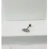 Rodyum Zirkon Taşlı Uç Kısmı : Pirinç Kıkırdak Bar Uzunluğu : 6 Mm / Bar Kalınlığı 0.8 Mm / Top Boyu 3 Mm - Pt0018