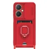 Vivo Y27 Kılıf Zuma Kartvizitli Yüzüklü Silikon - Kırmızı