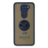 Xiaomi Redmi Note 9 Kılıf Montreal Yüzüklü Silikon Kapak - Lacivert