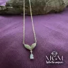 Zirkon Su Damlası Taşlı Kanat Kolye - Kl0015-b