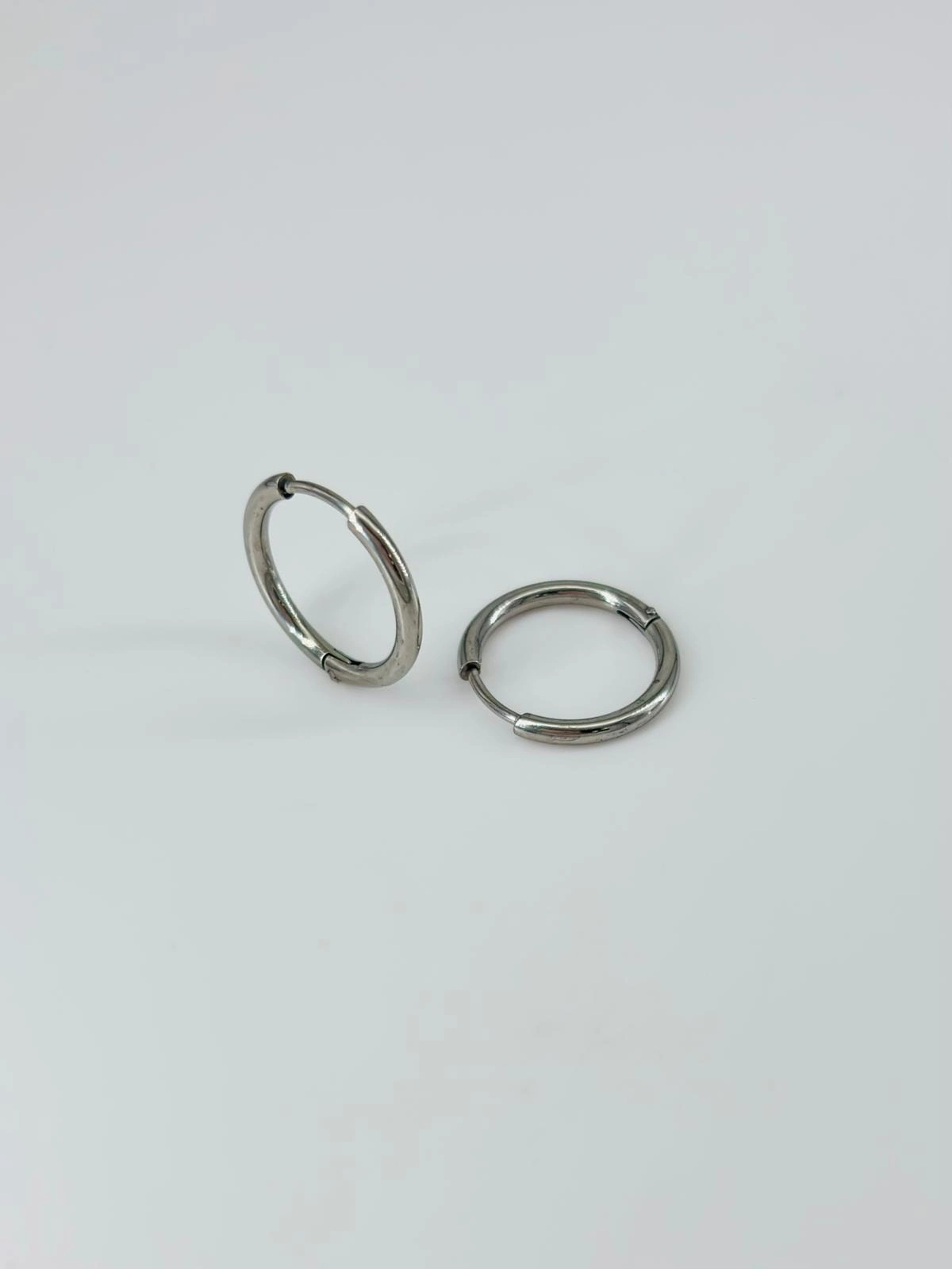 Rodyum  Çelik Erkek Küpe Çap (14 Mm) Kalınlık (2 Mm) - Ekp0005
