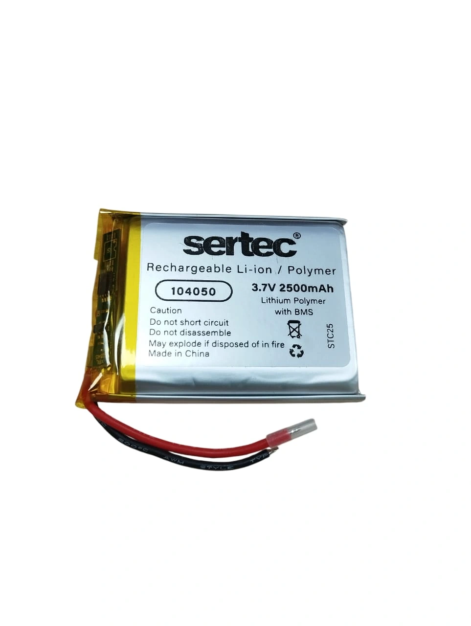 104050 Li-po Pil 2500mah Yüksek Kapasite, 1.5a Koruma Devresi Ve 10x40x50mm Ölçüleriyle Taşınabilir Cihazlar İçin Güçlü Ve Güvenli Enerji Çözümü.
