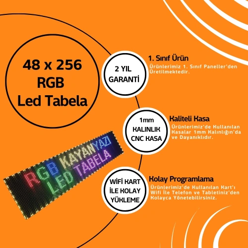 48 x 256 RGB Led Tabela Kayan Yazı