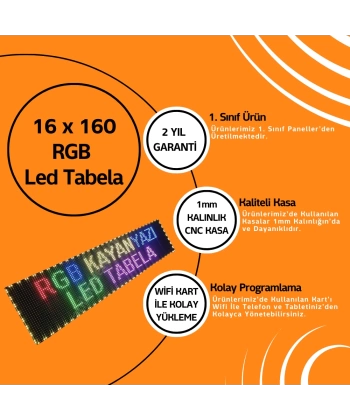 16 x 160 RGB Led Tabela Kayan Yazı