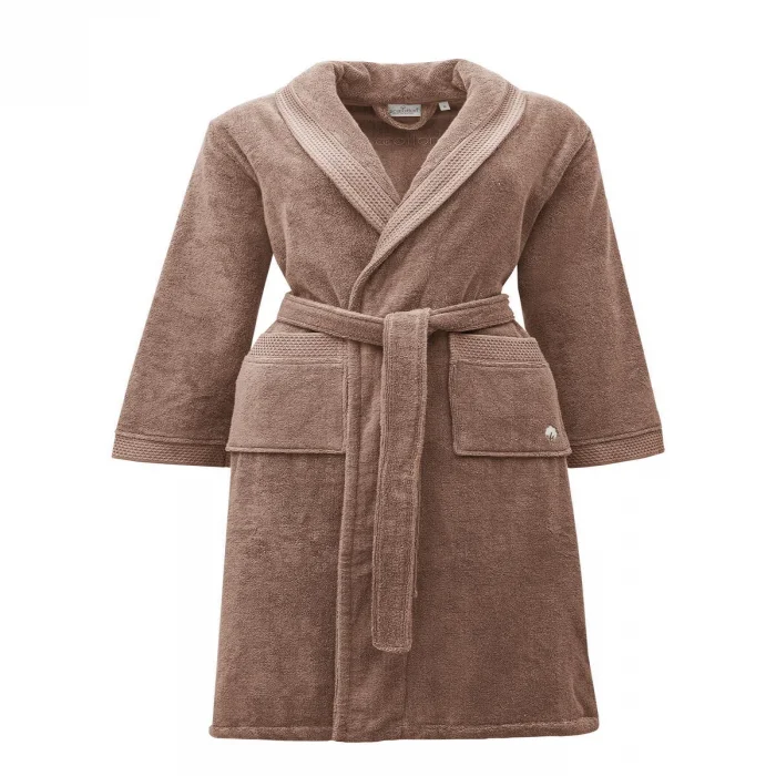 EcoCotton Pure Cotton Kadın  Bornoz %100 Organik Pamuk Nakışlı-Terra/XL