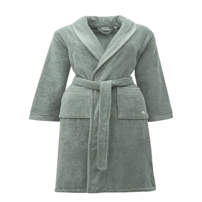 EcoCotton Pure Cotton Kadın  Bornoz %100 Organik Pamuk Nakışlı-Yeşil/XL