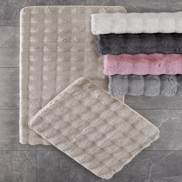 Zebra Casa Bonny Tavşan Tüyü Tekli Paspas Takımı-Antrasit 80x150