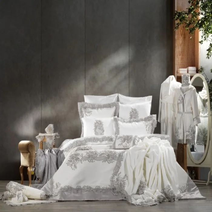 Zebra Casa Flora 23 Parça Çeyiz Seti-Krem/Silver