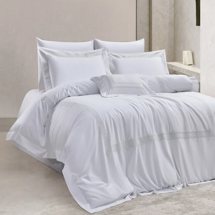 Zebra Casa Hilda 7 Parça Çift Kişilik Luxury Dantelli Nevresim Takımı-Krem 400Tc