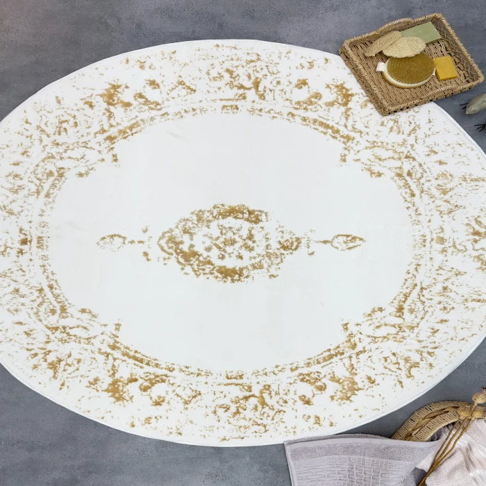 Zebra Casa Karsten Yuvarlak 120Cm Paspas-Ekru/Latte