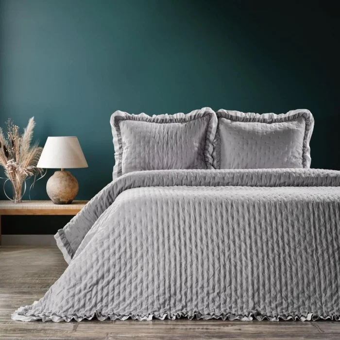 Zebra Casa Lima Çift Kişilik Yatak Örtüsü-Gri