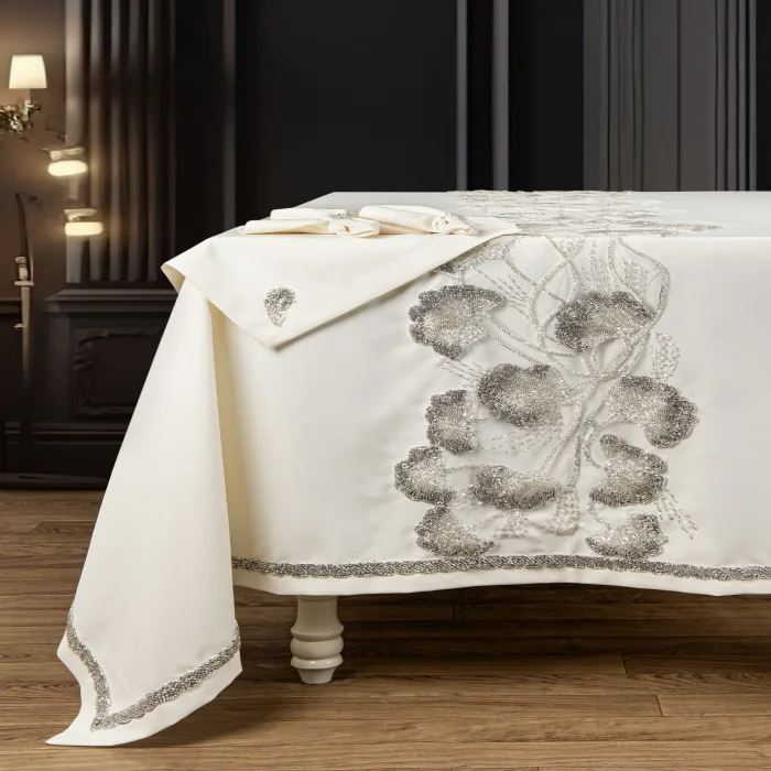 Zebra Casa Mila 25 Parça Masa Örtüsü Set-Krem