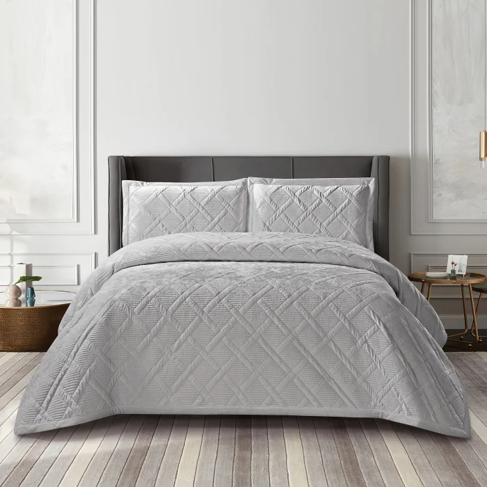 Zebra Casa Morena Çift Kişilik Yatak Örtüsü-Gri