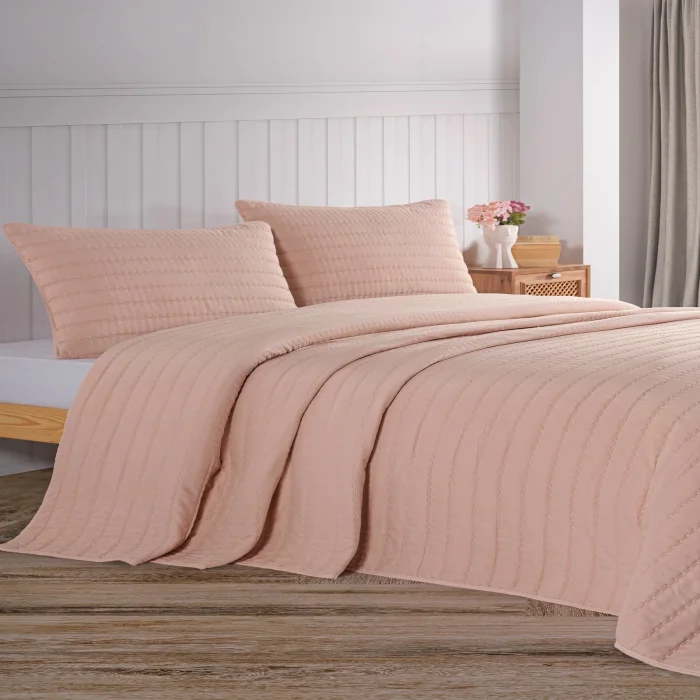 Zebra Casa Nelda Tek Kişilik Yatak Örtüsü-Pudra