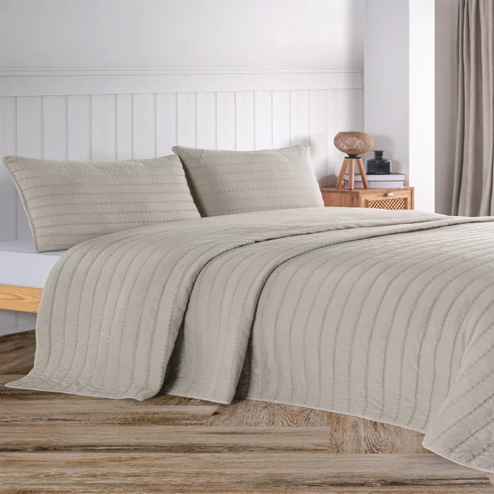 Zebra Casa Nelda Tek Kişilik Yatak Örtüsü-Vizon