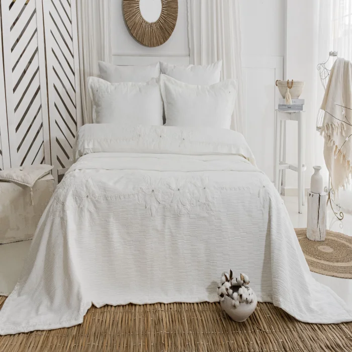 Zebra Casa Rosalinda 7 Parça Nevresimli Pike Takımı-Krem