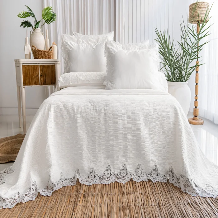 Zebra Casa Rosaria 7 Parça Nevresimli Pike Set-Krem