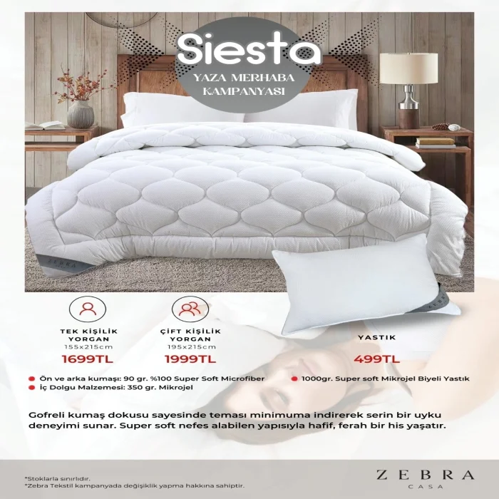 Zebra Casa Siesta Soft Yorgan Çift Kişilik 195x215