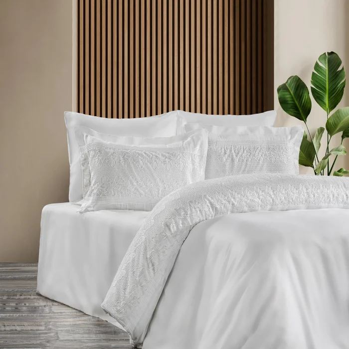 Zebra Casa Solea 6 Parça Çift Kişilik Dantelli Nevresim Takımı-Krem