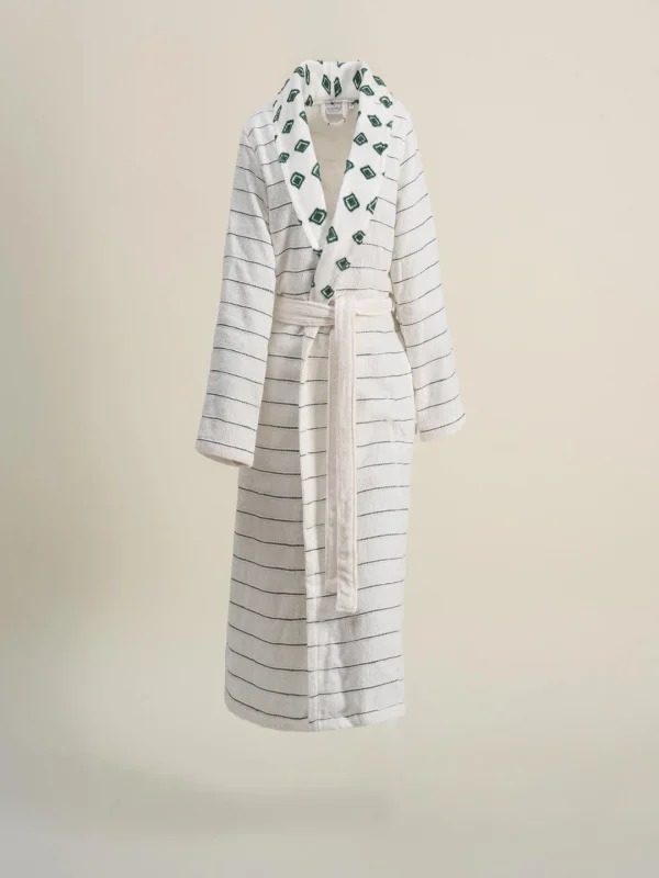 Ecocotton İmre Kadın Bornoz %100 Organik Pamuk Jakarlı-Yeşil XLarge