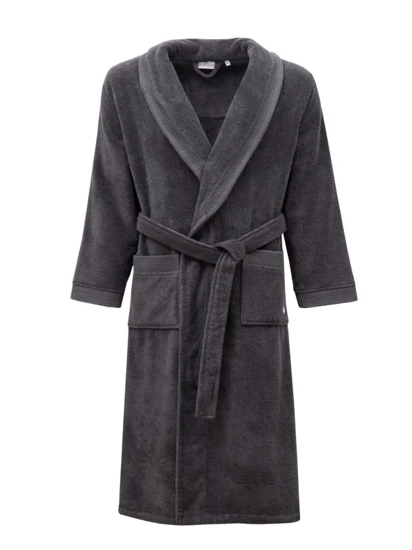 EcoCotton Pure Cotton Erkek Bornoz %100 Organik Pamuk Nakışlı-Antrasit/XXL
