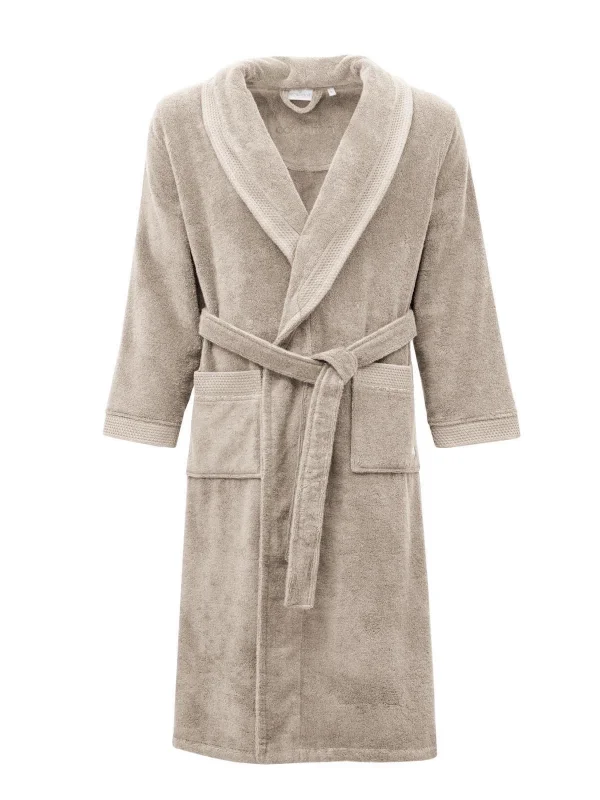 EcoCotton Pure Cotton Erkek Bornoz %100 Organik Pamuk Nakışlı-Bej/XL