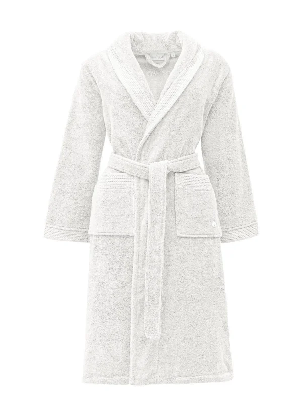 EcoCotton Pure Cotton Kadın  Bornoz %100 Organik Pamuk Nakışlı-Krem/M