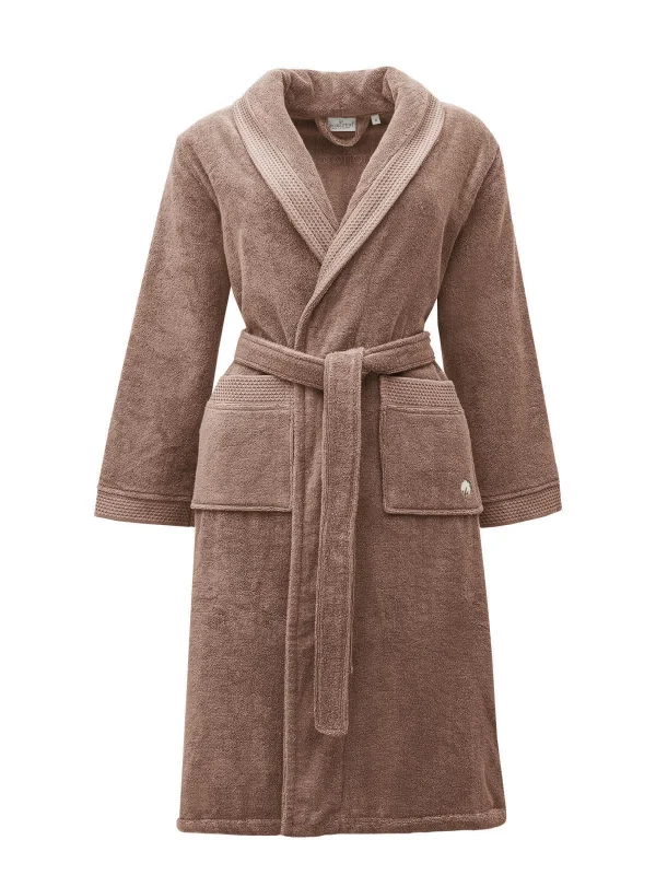 EcoCotton Pure Cotton Kadın  Bornoz %100 Organik Pamuk Nakışlı-Terra/XL