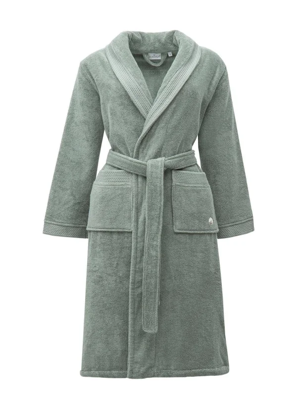 EcoCotton Pure Cotton Kadın  Bornoz %100 Organik Pamuk Nakışlı-Yeşil/L
