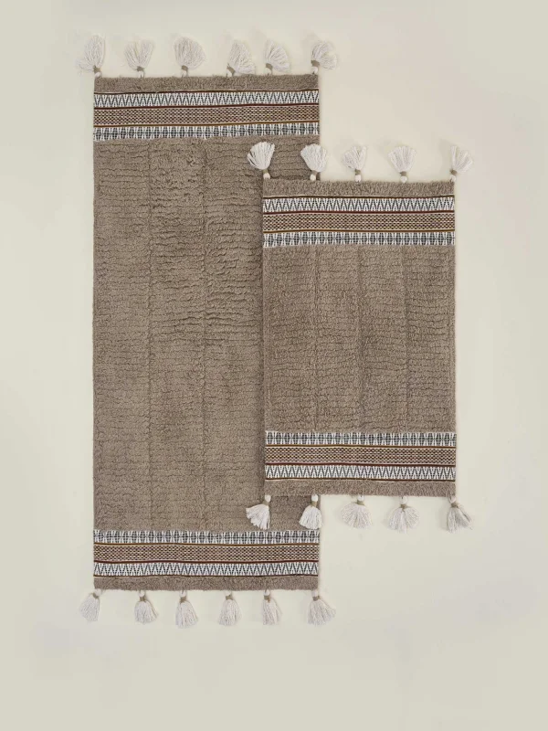 EcoCotton Rita 2Li Banyo Paspas Seti %100 Karde Pamuk-Bej 40x60/60x90