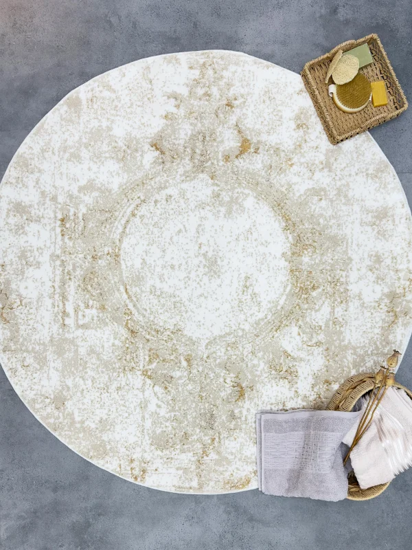 Zebra Casa Anna Yuvarlak 120Cm Paspas-Ekru/Latte