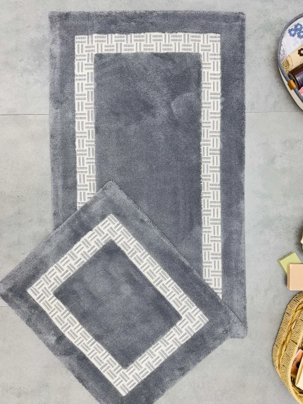 Zebra Casa Darkes 2Li Pamuk Paspas Seti-Açık Gri