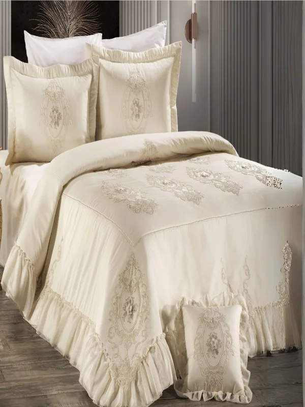 Zebra Casa Floransa 4 Parça Yatak Örtüsü-Krem