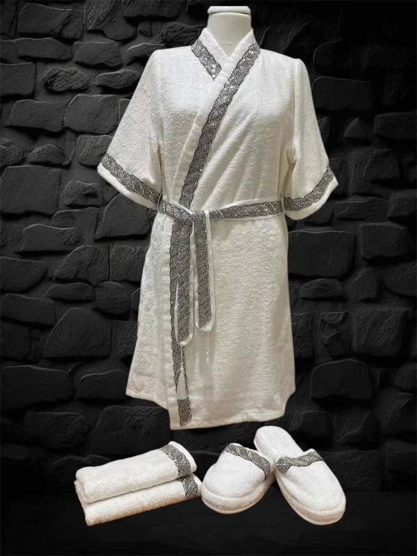 Zebra Casa Grace Balayı Bornoz Seti-Gri