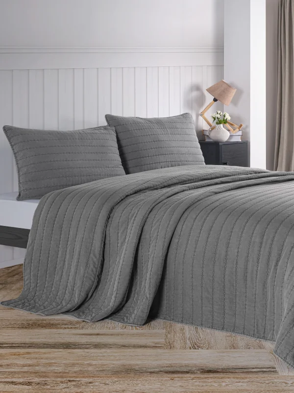 Zebra Casa Nelda Çift Kişilik Yatak Örtüsü-Antrasit