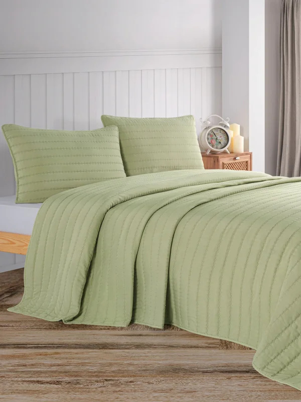 Zebra Casa Nelda Çift Kişilik Yatak Örtüsü-Yeşil