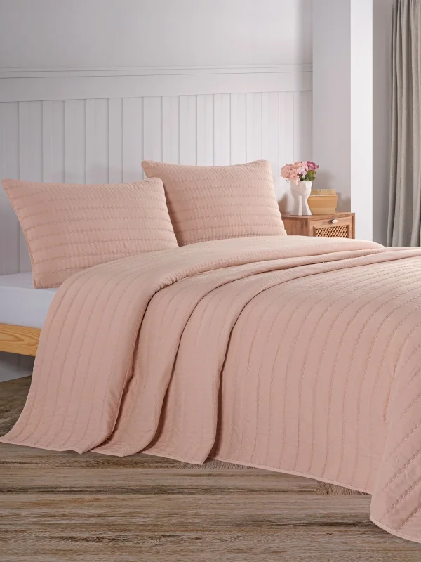 Zebra Casa Nelda Tek Kişilik Yatak Örtüsü-Pudra