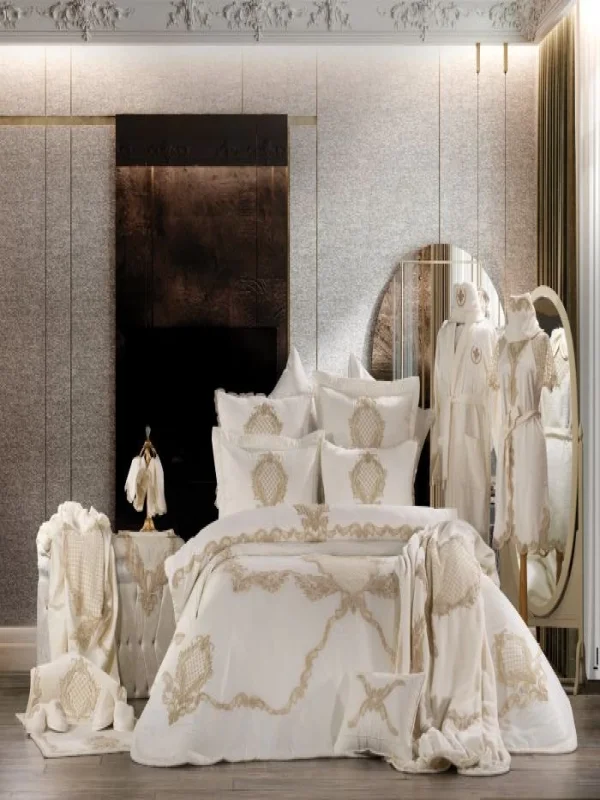 Zebra Casa Ornella 23 Parça Çeyiz Seti-Krem/Gold