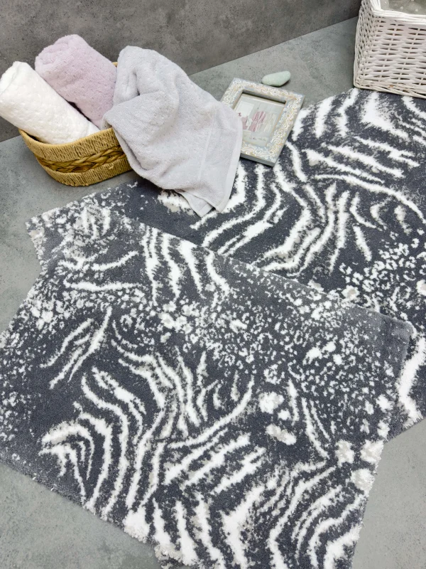 Zebra Casa Pole 2Li Paspas Takımı-Beyaz/K.Gri/Gri