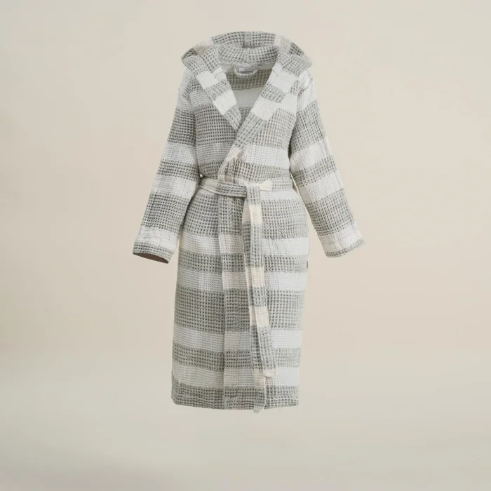 EcoCotton İkra Peştemal Kadın Bornoz %100 Organik Pamuk Jakarlı-Haki/M