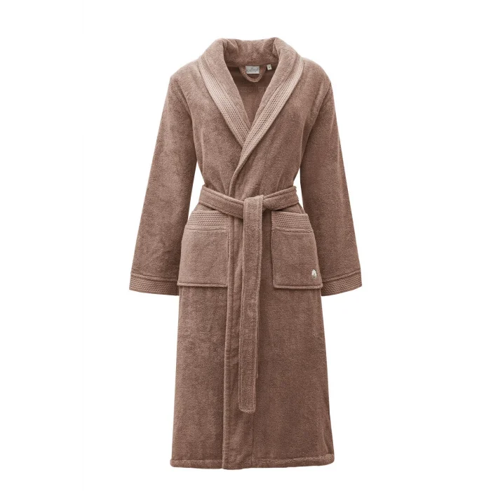 EcoCotton Pure Cotton Kadın  Bornoz %100 Organik Pamuk Nakışlı-Terra/M