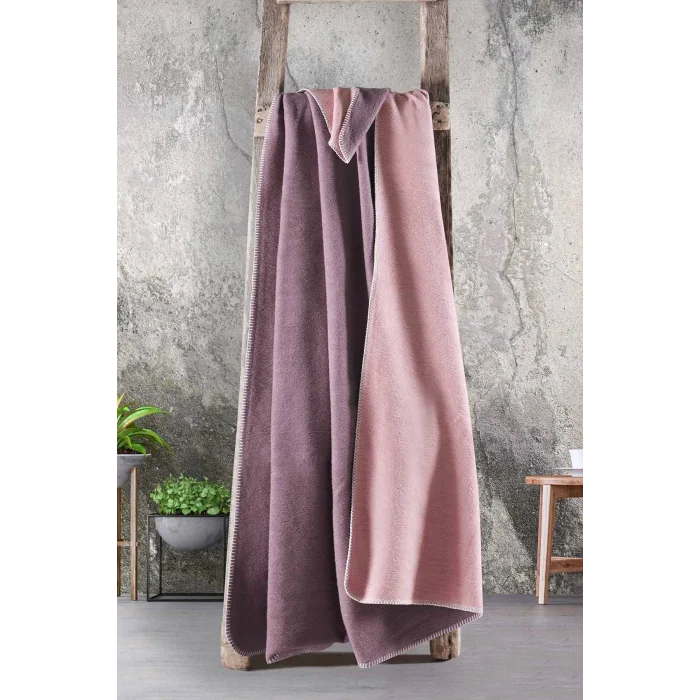 Zebra Casa Çift Renkli Pamuk Battaniye 200X220-G.Kurusu/Pembe