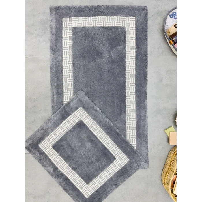 Zebra Casa Darkes 2Li Pamuk Paspas Seti-Açık Gri