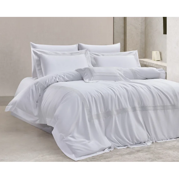 Zebra Casa Hilda 7 Parça Çift Kişilik Luxury Dantelli Nevresim Takımı-Krem 400Tc