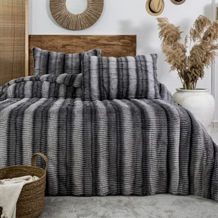 Zebra Casa Jenny 3 Parça Comforter Set-Antrasit