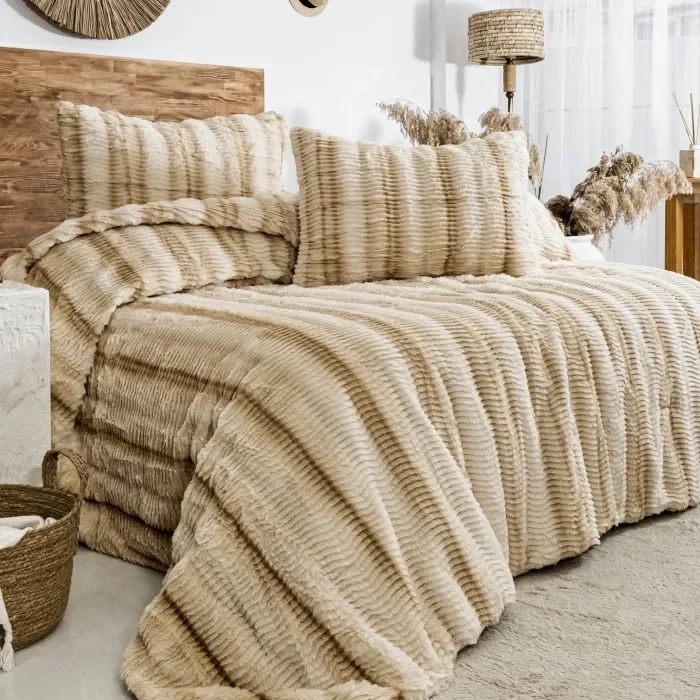 Zebra Casa Jenny 3 Parça Comforter Set-Krem