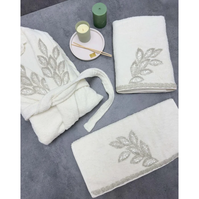 Zebra Casa Karen Balayı Bornoz Seti-Krem