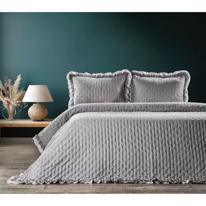 Zebra Casa Lima Çift Kişilik Yatak Örtüsü-Gri