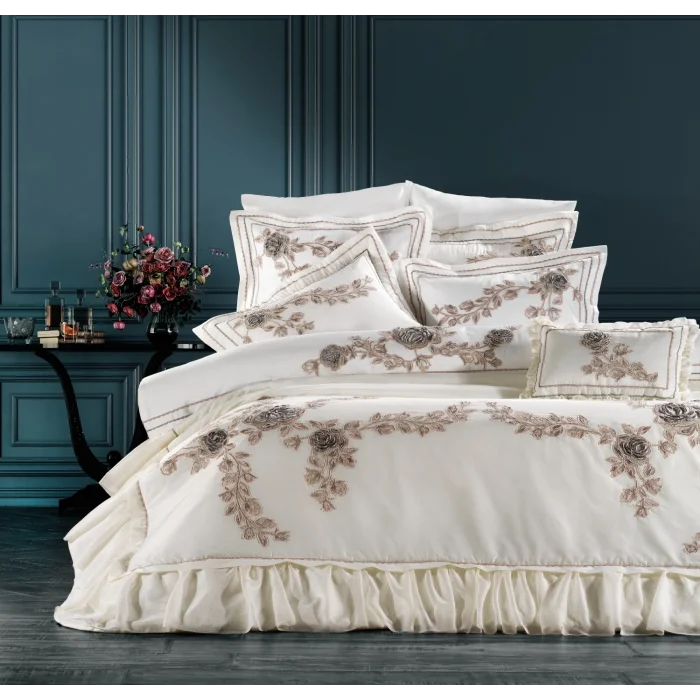 Zebra Casa Loretta 4 Parça Yatak Örtüsüi-Krem