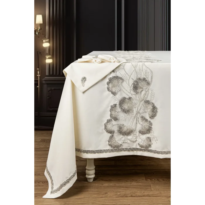 Zebra Casa Mila 25 Parça Masa Örtüsü Set-Krem